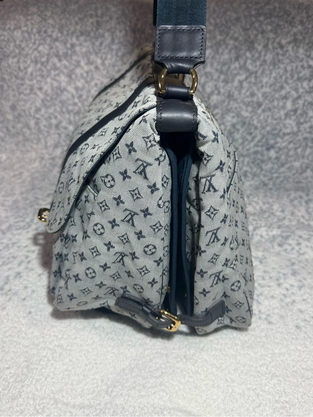 Louis Vuitton Gray Monogram Messenger with Black Straps